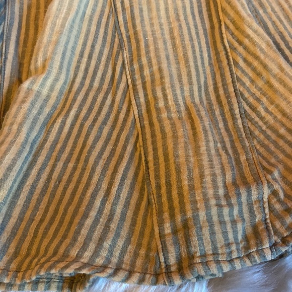 NWOT Free people Candice midi skirt sz small tan and grey stripped linen cotton - Picture 4 of 11